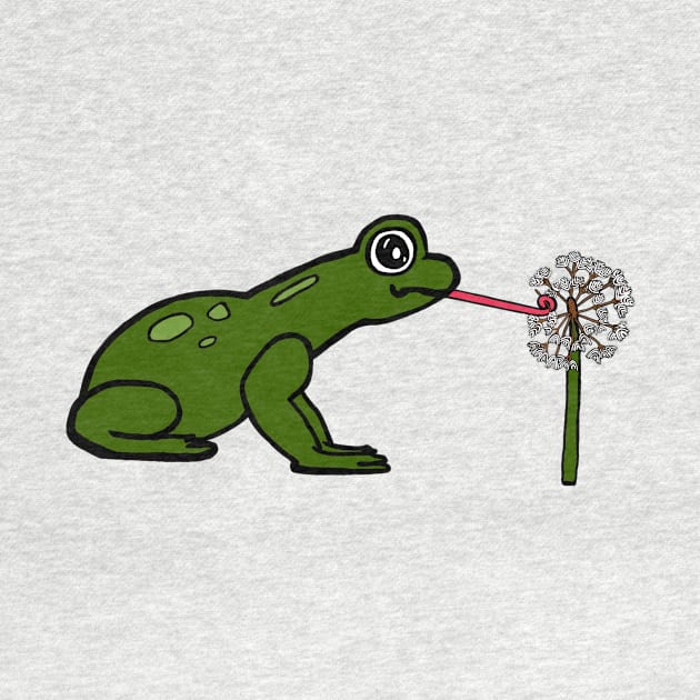 Frog Licking a Dandelion by MoreThanADrop